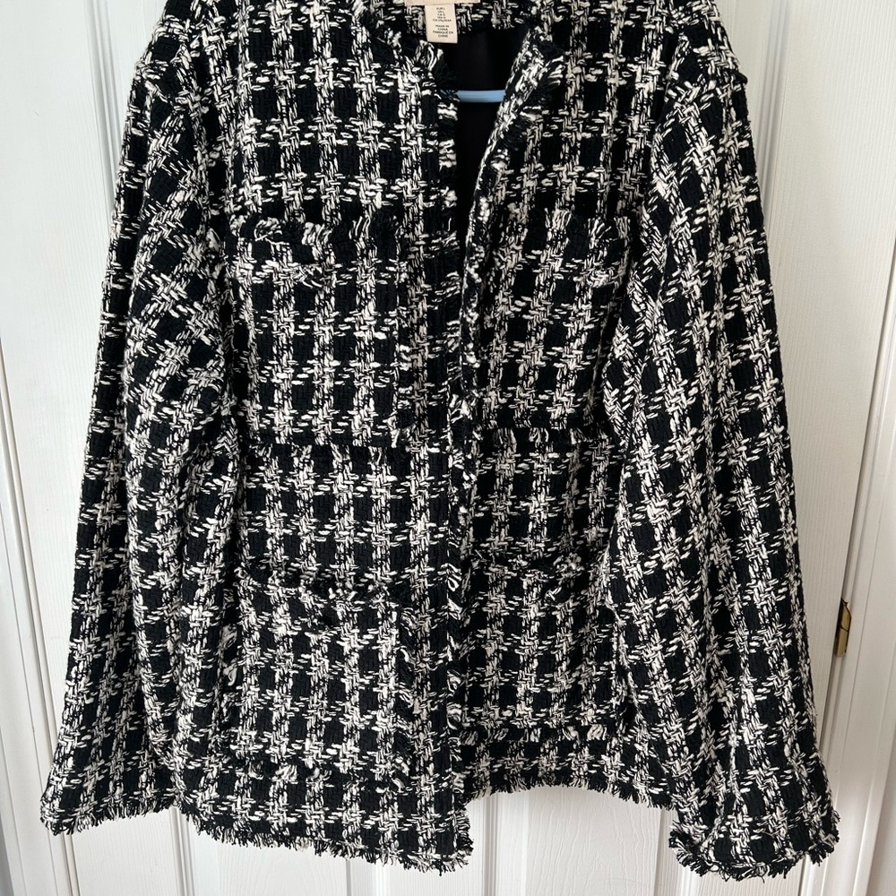Women's Black and White Tweed Jacket